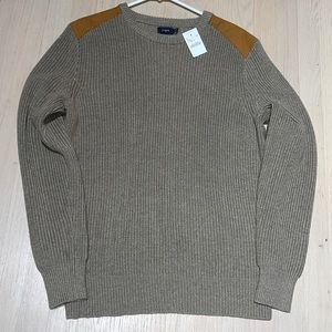 NWT J Crew Men’s Deep Khaki, Brown Knit Sweater Size Medium